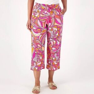 Belle Beach Kim Gravel Cabana Knit Crop Pink Beach Pant XL Petite New Vacation